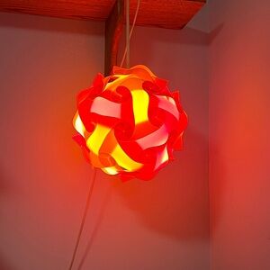 Vibrant Red and Yellow Hanging Puzzle Lamp